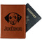 Dog Faces Cognac Leather Passport Holder With Passport - Main