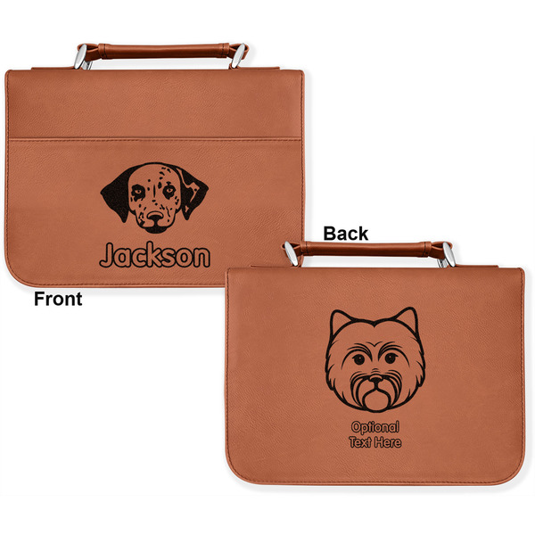 Dog Faces Cognac Leatherette Bible Covers - Large Double Sided Apvl