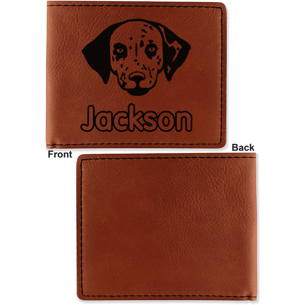 Dog Faces Cognac Leatherette Bifold Wallets - Front and Back Single Sided - Apvl