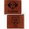 Dog Faces Cognac Leatherette Bifold Wallets - Front and Back