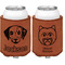 Dog Faces Cognac Leatherette Can Sleeve - Double Sided Front and Back