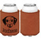Dog Faces Cognac Leatherette Can Sleeve - Single Sided Front and Back