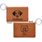 Dog Faces Cognac Leatherette Keychain ID Holders - Front and Back Apvl