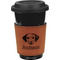Dog Faces Cognac Leatherette Mug Sleeve - Front