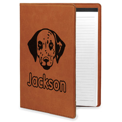 Dog Faces Leatherette Portfolio with Notepad - Large - Single Sided (Personalized)