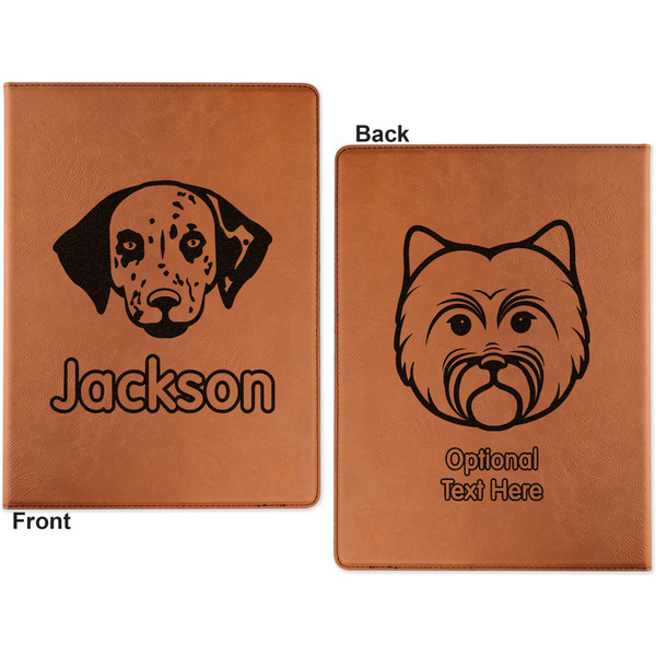 Dog Faces Cognac Leatherette Portfolios with Notepad - Small - Double Sided- Apvl