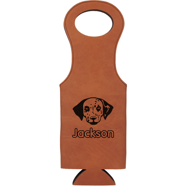 Custom Dog Faces Leatherette Wine Tote - Single Sided (Personalized)