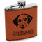 Dog Faces Cognac Leatherette Wrapped Stainless Steel Flask