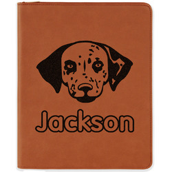 Dog Faces Leatherette Zipper Portfolio with Notepad - Double Sided (Personalized)