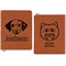 Dog Faces Cognac Leatherette Zipper Portfolios with Notepad - Double Sided - Apvl