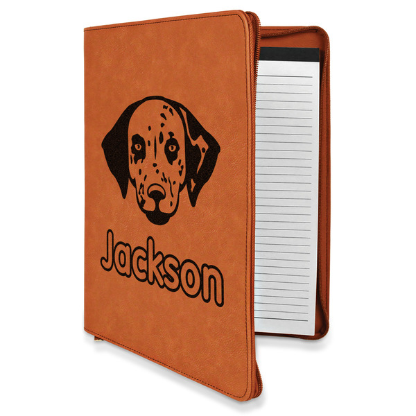 Custom Dog Faces Leatherette Zipper Portfolio with Notepad - Double Sided (Personalized)