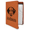 Dog Faces Cognac Leatherette Zipper Portfolios with Notepad - Main