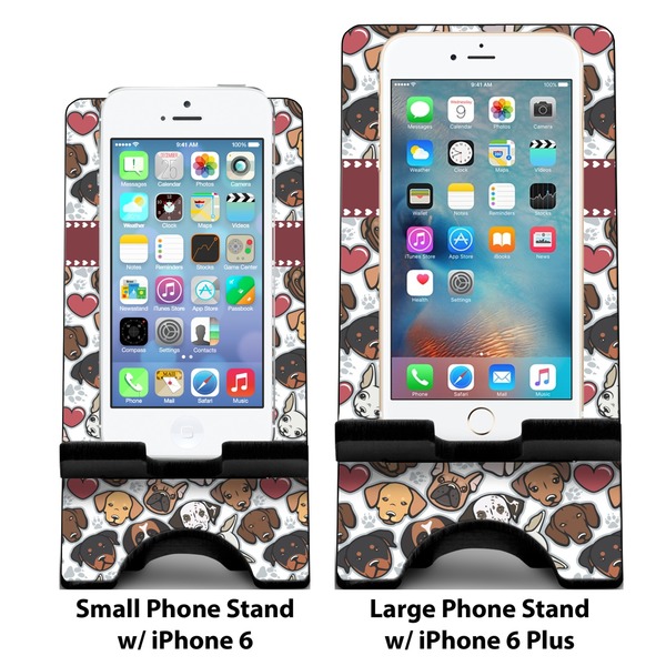 Dog Faces Compare Phone Stand Sizes - with iPhones