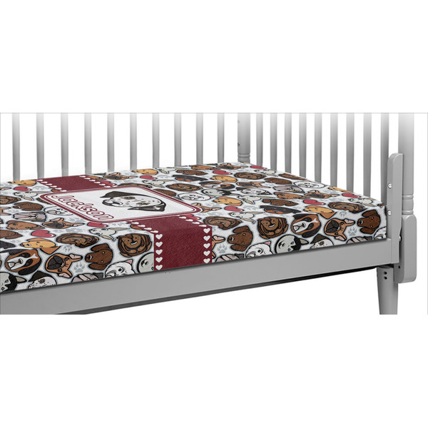 Custom Dog Faces Crib Fitted Sheet w/ Name or Text