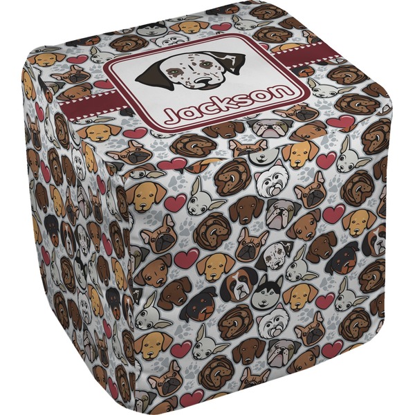 Custom Dog Faces Cube Pouf Ottoman - 13" (Personalized)