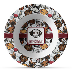 Dog Faces Plastic Bowl - Microwave Safe - Composite Polymer (Personalized)