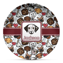 Dog Faces Microwave Safe Plastic Plate - Composite Polymer (Personalized)