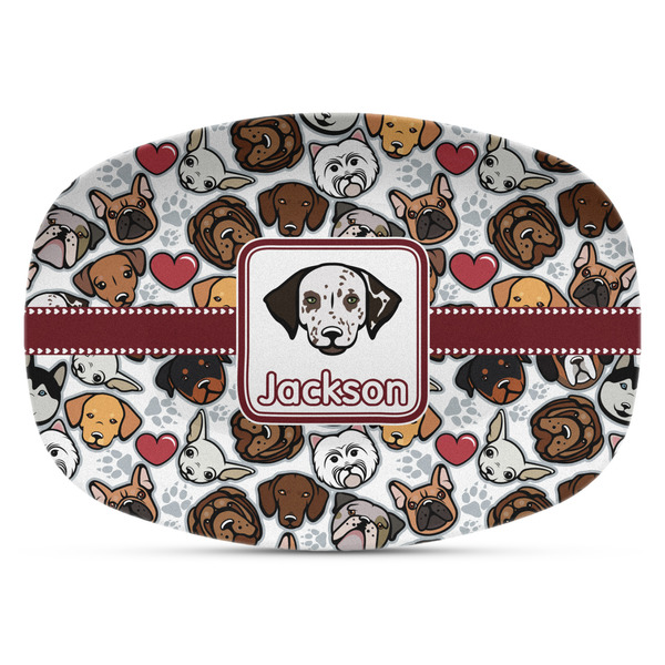 Custom Dog Faces Plastic Platter - Microwave & Oven Safe Composite Polymer (Personalized)