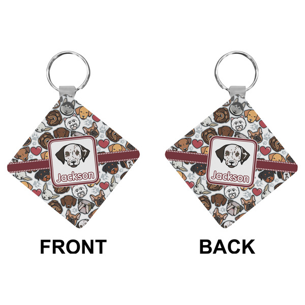 Dog Faces Diamond Keychain (Front + Back)