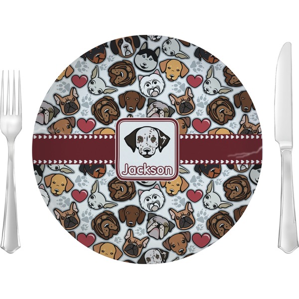 Custom Dog Faces Glass Lunch / Dinner Plate 10" (Personalized)