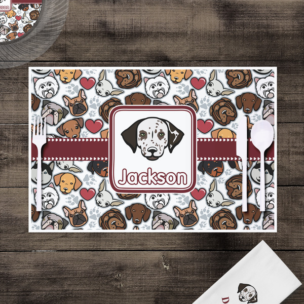 Dog Faces Disposable Paper Placemat - In Context