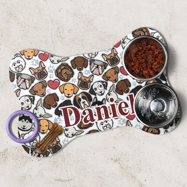 Dog Faces Dog Bone Shaped Mat Lifestyle