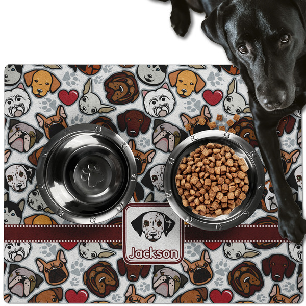 Dog Faces Dog Food Mat - Large LIFESTYLE