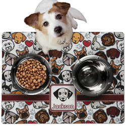 Dog Faces Dog Food Mat - Medium w/ Name or Text