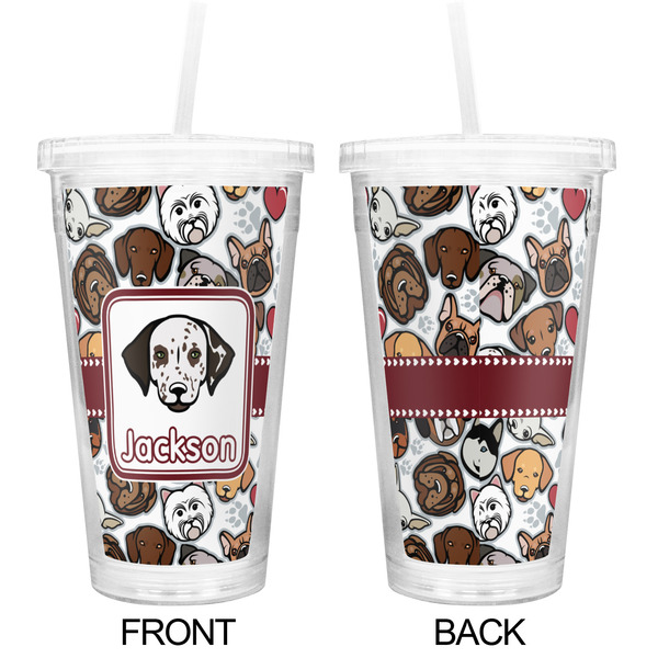 Dog Faces Double Wall Tumbler with Straw - Approval