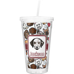 Dog Faces Double Wall Tumbler with Straw (Personalized)