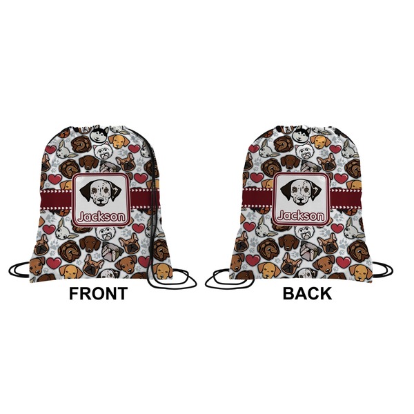 Dog Faces Drawstring Backpack Front & Back Small