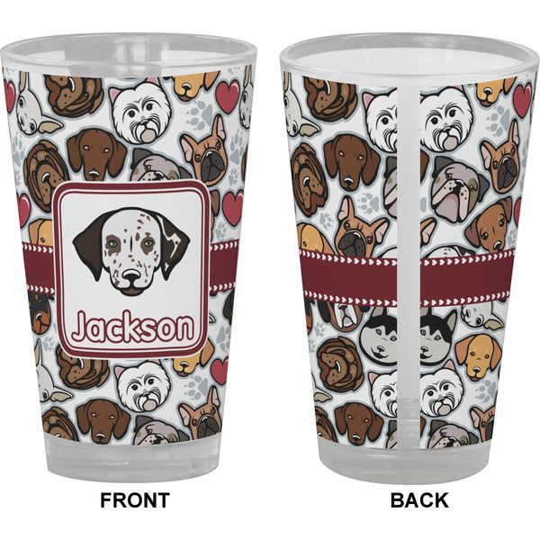 Dog Faces Pint Glass - Full Color - Front & Back Views