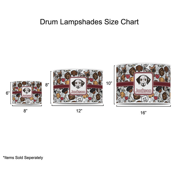 Dog Faces Drum Lampshades - Sizing Chart