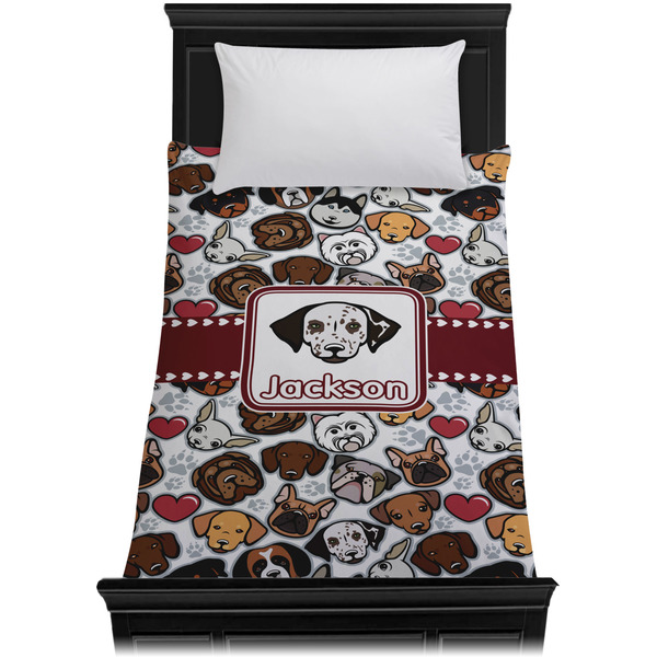 Dog Faces Duvet Cover - Twin - On Bed - No Prop