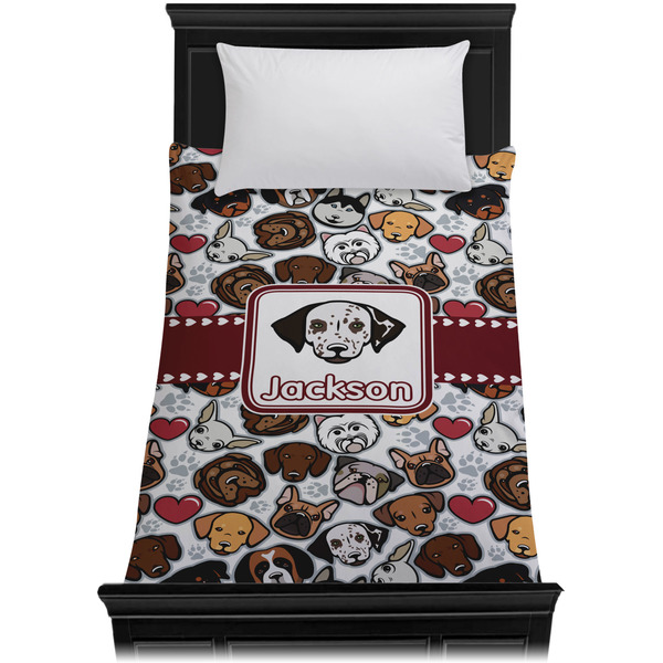 Dog Faces Duvet Cover - Twin XL - On Bed - No Prop