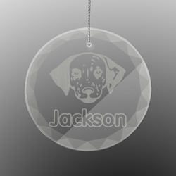 Dog Faces Engraved Glass Ornament - Round (Personalized)