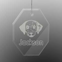 Dog Faces Engraved Glass Ornament - Octagon (Personalized)