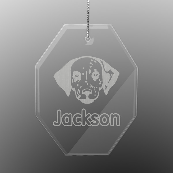 Custom Dog Faces Engraved Glass Ornament - Octagon (Personalized)