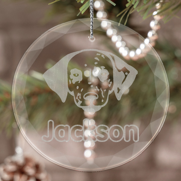 Custom Dog Faces Engraved Glass Ornament (Personalized)