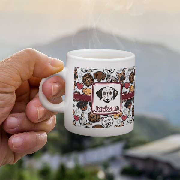 Dog Faces Espresso Cup - 3oz LIFESTYLE (new hand)