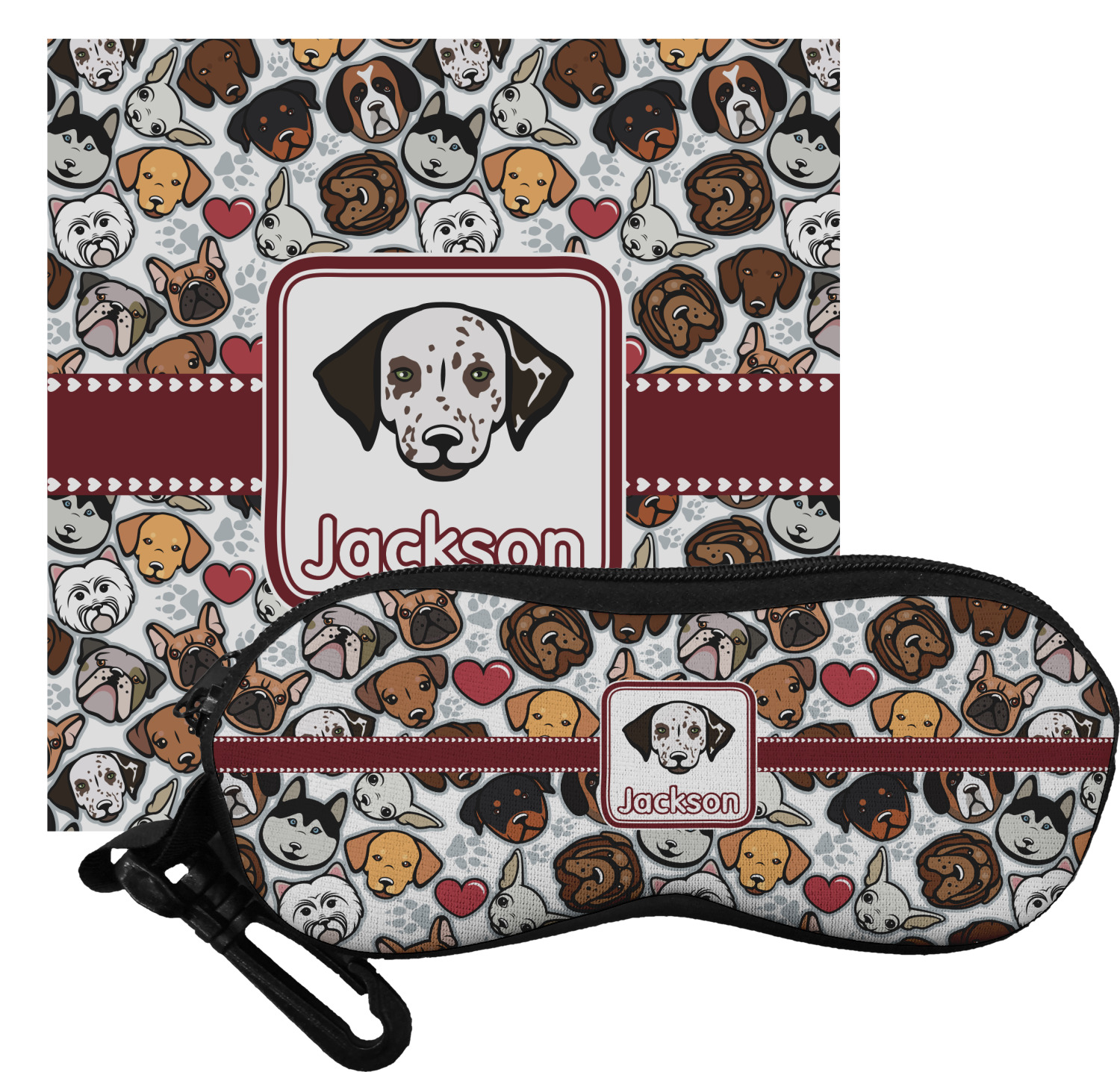 Dog Faces Eyeglass Case & Cloth (Personalized) YouCustomizeIt