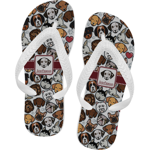Custom Dog Faces Flip Flops - Small (Personalized)