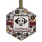 Dog Faces Flat Glass Ornament - Hexagon w/ Name or Text