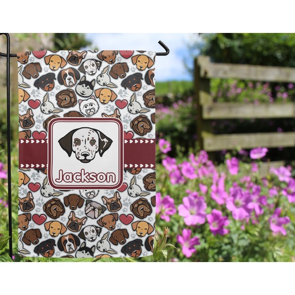 Dog Faces Garden Flag - Outside In Flowers