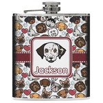 Dog Faces Genuine Leather Flask (Personalized)