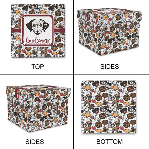 Dog Faces Gift Boxes with Lid - Canvas Wrapped - Large - Approval