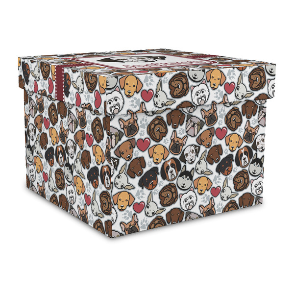 Custom Dog Faces Gift Box with Lid - Canvas Wrapped - Large (Personalized)