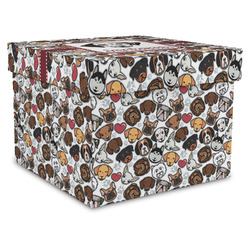 Dog Faces Gift Box with Lid - Canvas Wrapped - X-Large (Personalized)