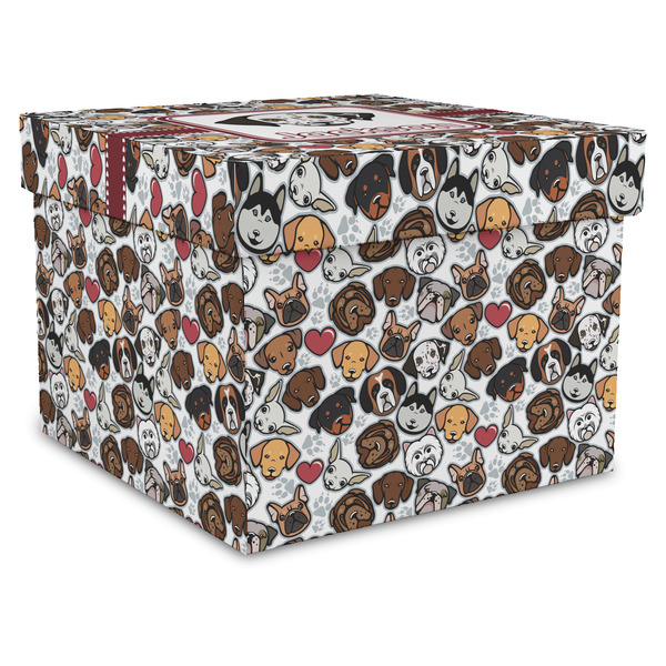 Custom Dog Faces Gift Box with Lid - Canvas Wrapped - X-Large (Personalized)