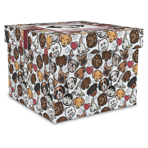 Custom Dog Faces Gift Box with Lid - Canvas Wrapped - XX-Large (Personalized)